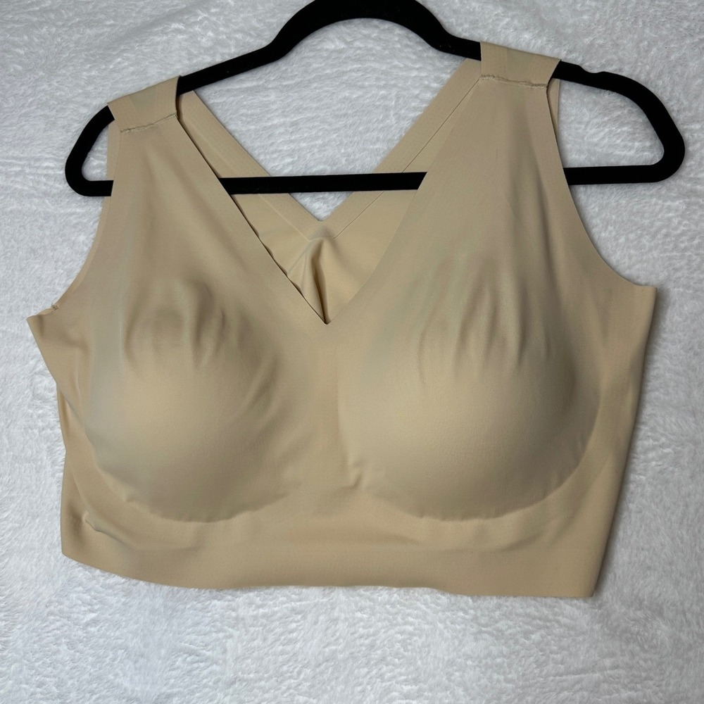 Truekind Wireless Shaper Bra Women 2XL Beige Seamless V-Neck Comfort